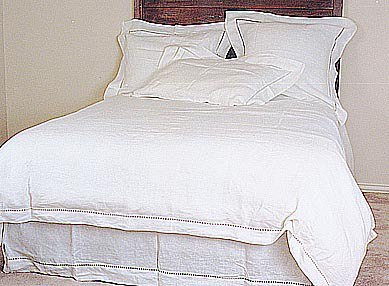 Linen Hemstitch Duvet Cover. Queen Size. 86"x86". Linen colored